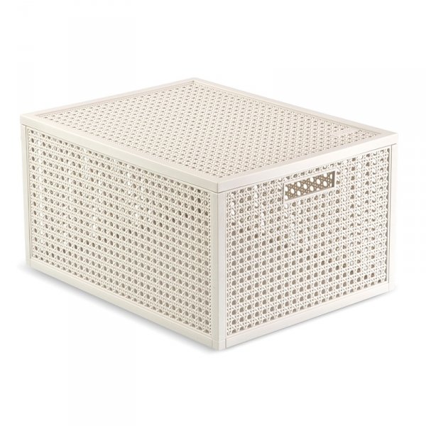 kod 264002 - Koszyk KAYA M 20L z pokrywą – kosz do przechowywania, organizer kremowy