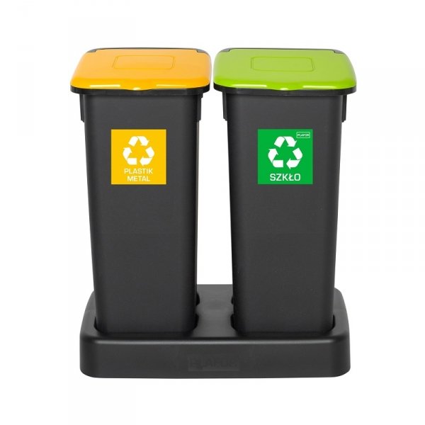 Kosz FLAP BIN 20L czarny / pokrywa zielona / szkło