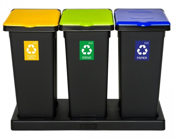 Kosz FLAP BIN 53L czarny / pokrywa brązowa / bio 