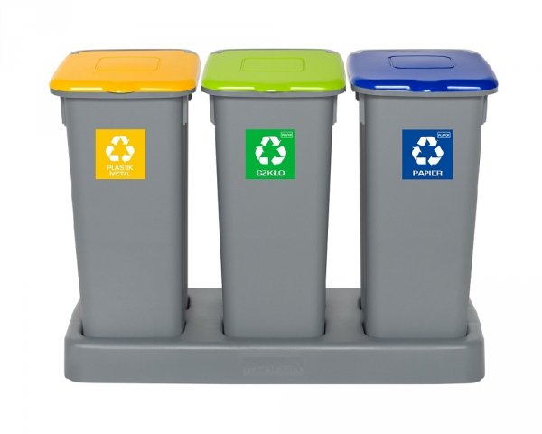 Kosz FLAP BIN 20L szary / pokrywa niebieska / papier 
