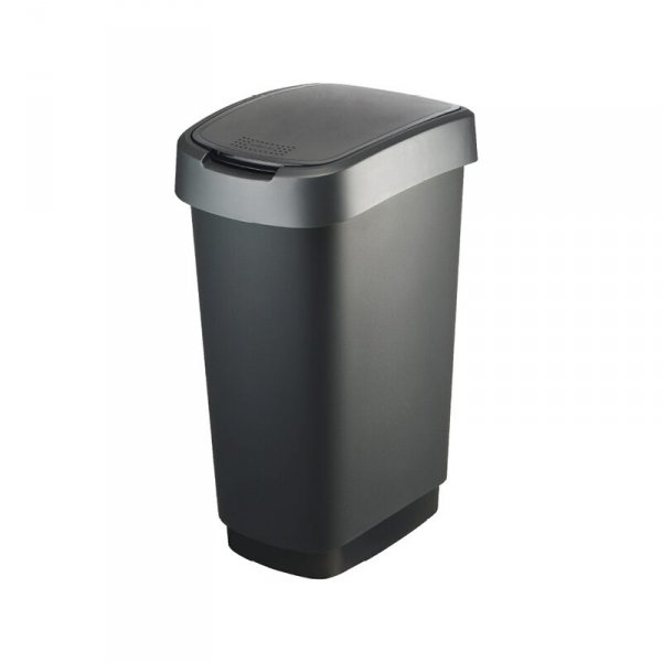 1754508850 - Kosz na śmieci TWIST 50L czarno/srebrny