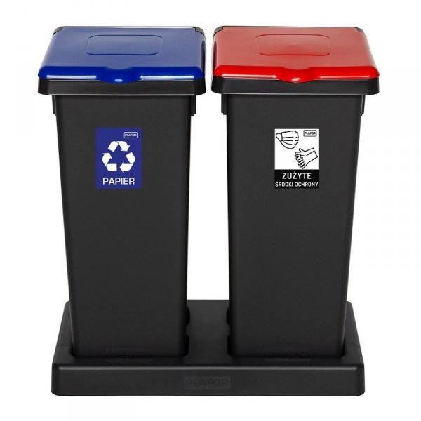 Kosz FLAP BIN 53L czarny / pokrywa czerwona / zużyte środki ochrony 