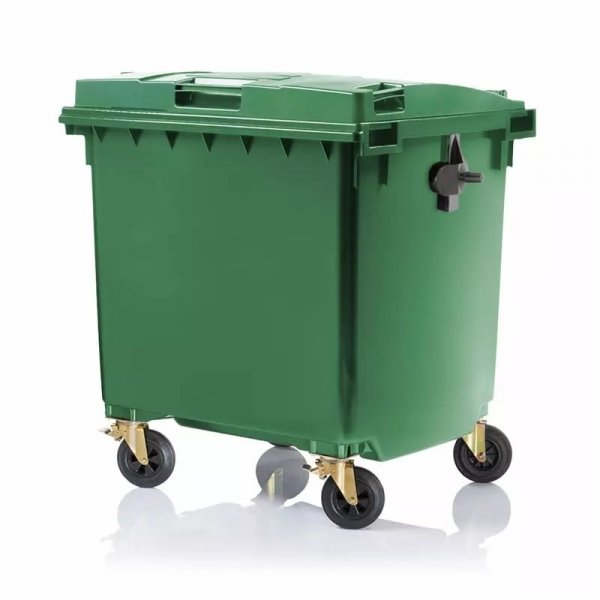 Pojemnik na odpady 1100L z pokrywą zielony