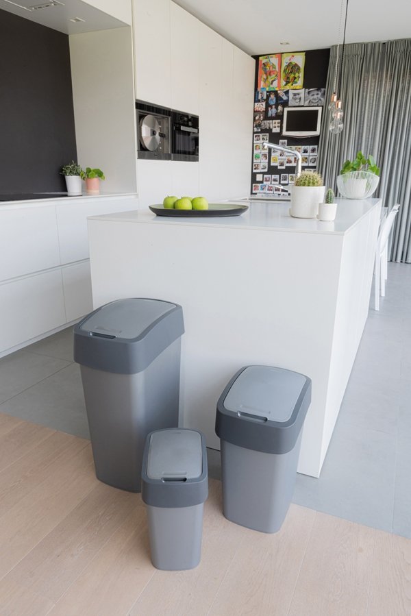 Kosz na śmieci Flip Bin 45L srebrny/grafit