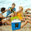 Lodówka turystyczna 29,5L KAMAI FIESTA na wkłady mrożące, błękitna z zieloną pokrywą i uchwytem