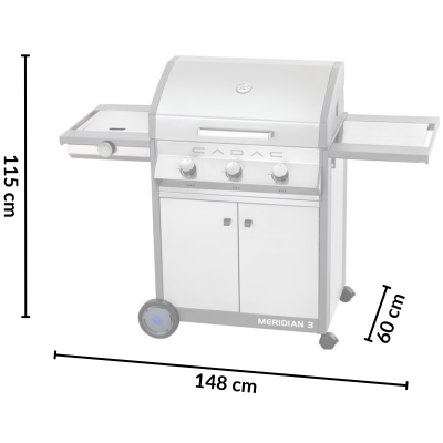 Grill gazowy stacjonarny MERIDIAN 3 ze stali nierdzewnej