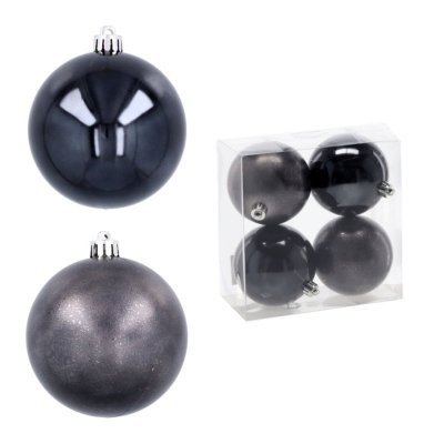Ekskluzywna Bombka Choinkowa od Kamai Christmas Decoration® - Kolor Antracyt, Komplet 4 Sztuk