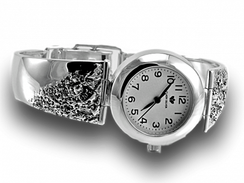 Zegarek srebrny z nasypem, zdobiony