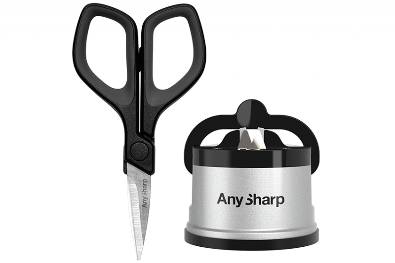 Ostrzałka Anysharp Classic Silver + Mini Nożyczki do Noży Kuchennych, Wielo