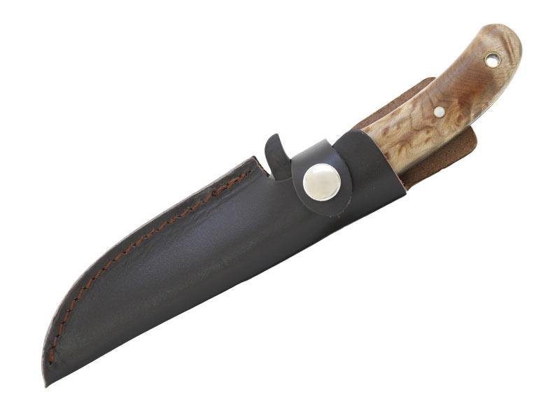Nóż stały Magnum Elk Hunter - Lekki nóż survivalowy z klingą ze stali nierdzewnej 440, rękojeść palisandrowa, skórzana pochwa - 110 mm - Boker