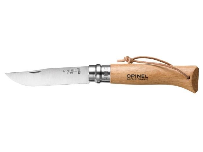 Nóż Opinel Inox Adventure 08 8,5 cm buk rzemień Sandvik