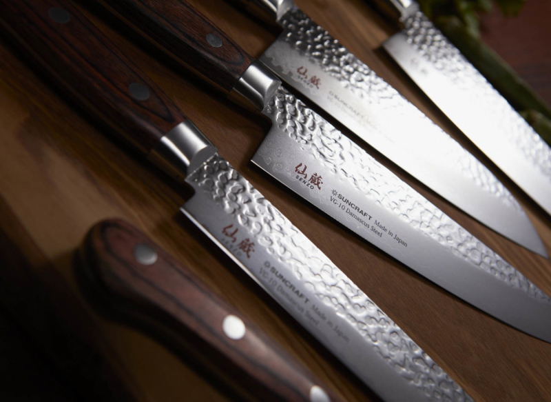 Nóż Kuchenny Suncraft SENZO Universal Santoku 165 mm ze Stali Damasceńskiej