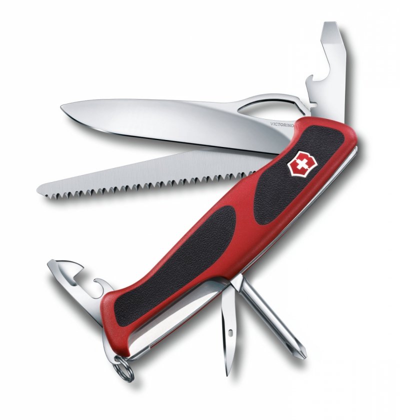 Scyzoryk Szwajcarski Victorinox Delemont RangerGrip 78 - Blokowane ostrze, piła, otwieracz do puszek, multitool do kempingu i survivalu - 15 cm - 0.9663.MC