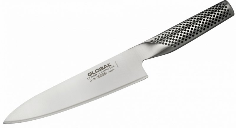Nóż szefa kuchni Global G-55 - Lekki, wyważony, stal Cromova 18, do precyzyjnego krojenia - 18 cm - Global