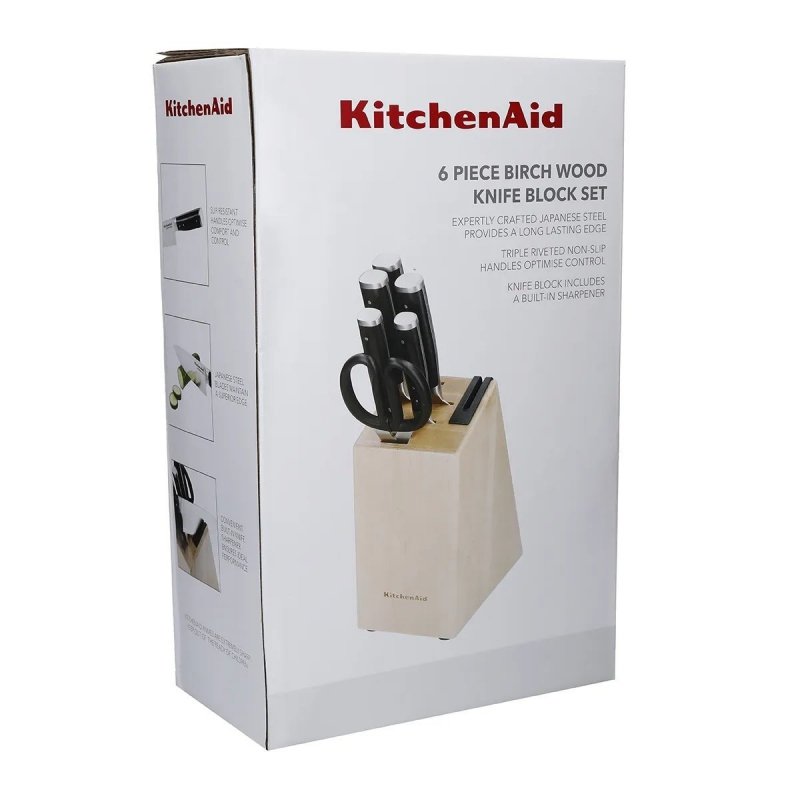 KitchenAid blok z 5 nożami, nożyczkami i ostrzałką 6-cz