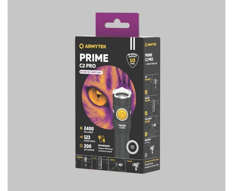Latarka Armytek Prime C2 Pro Magnet USB White, 2400 lumenów