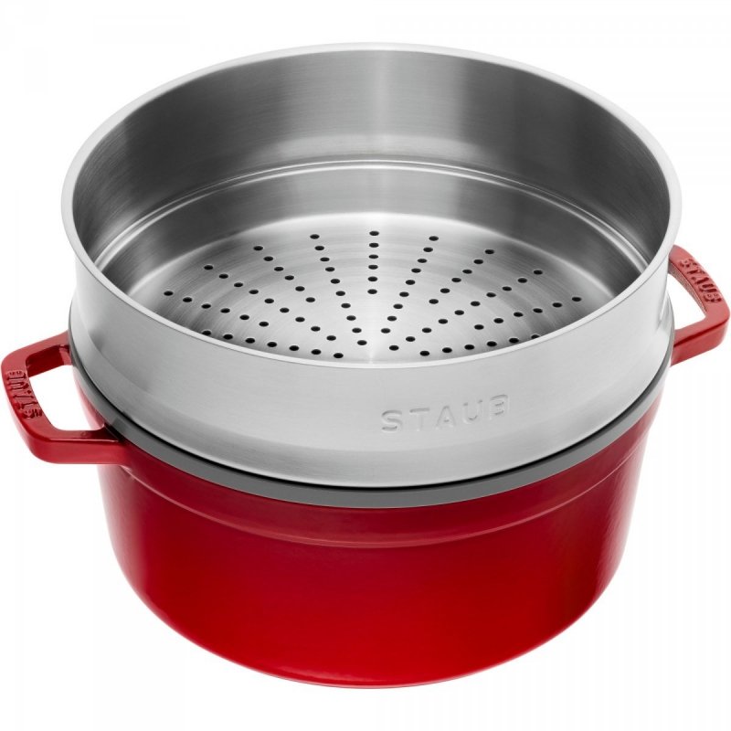 Garnek żeliwny Okrągły Z Wkładem 5.2l Czerwony La Cocotte Staub