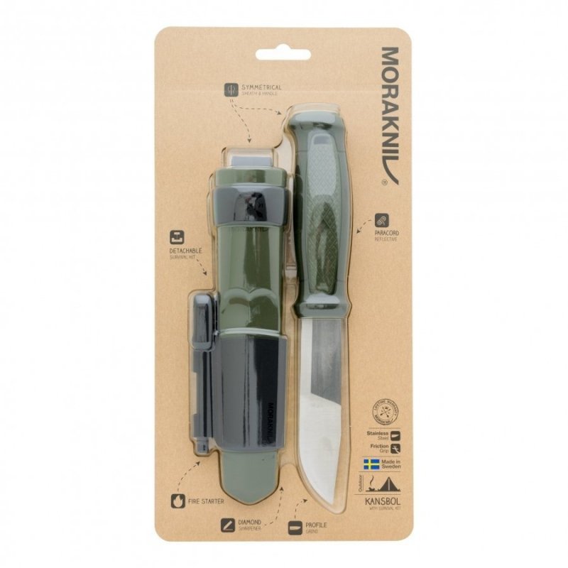 Nóż Morakniv Kansbol z zestawem przetrwania zielony stal nierdzewna
