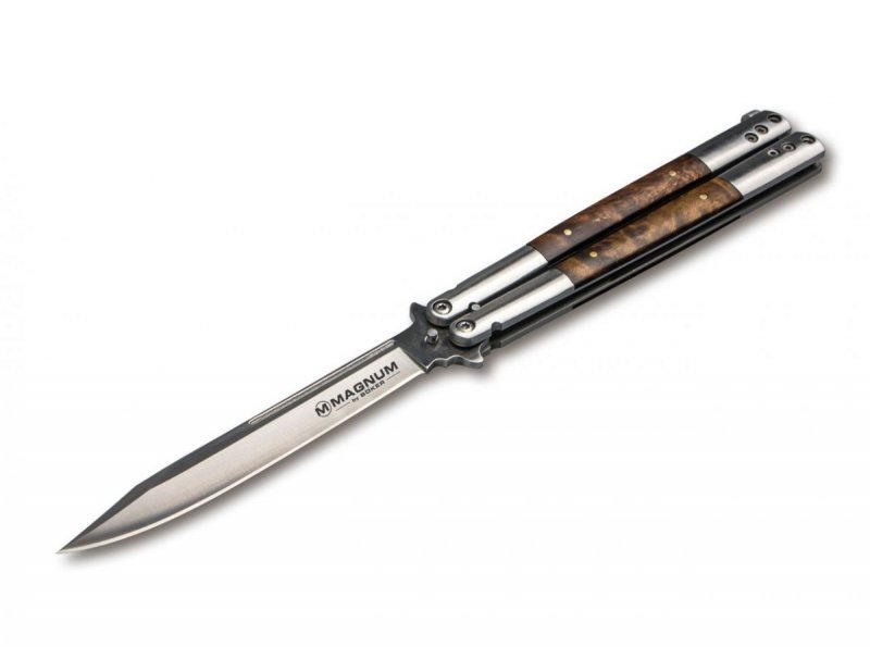 Nóż Magnum Balisong Wood 12,5cm 440A drewno stal