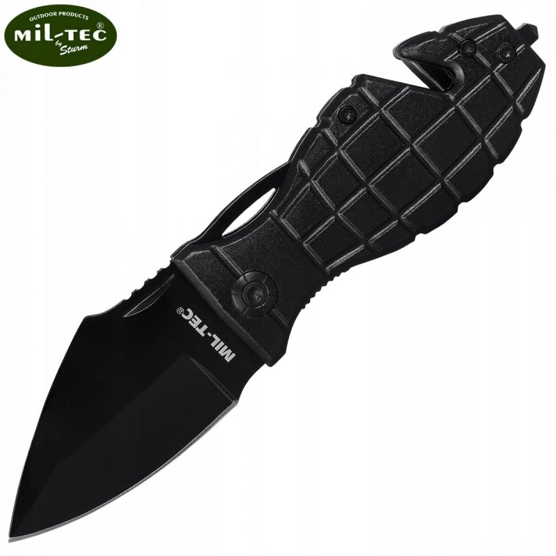 NÓŻ Ratowniczy MilTec Rescue Granat Składany Czarny