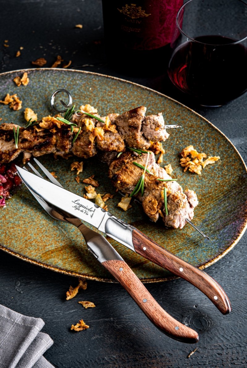 Noże Laguiole do steków Luxury Line drewno pakka  6 szt. Eleganckie pudełko na prezent