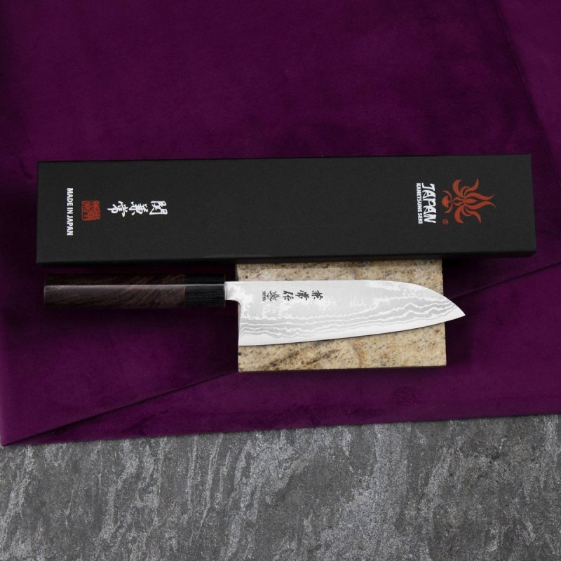 Kanetsune Zen-Bokashi Ao/ir Santoku 16,5