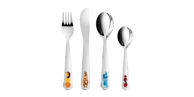 Sztućce dziecięce BAMBINI, wesołe zwierzątka, 4 części
