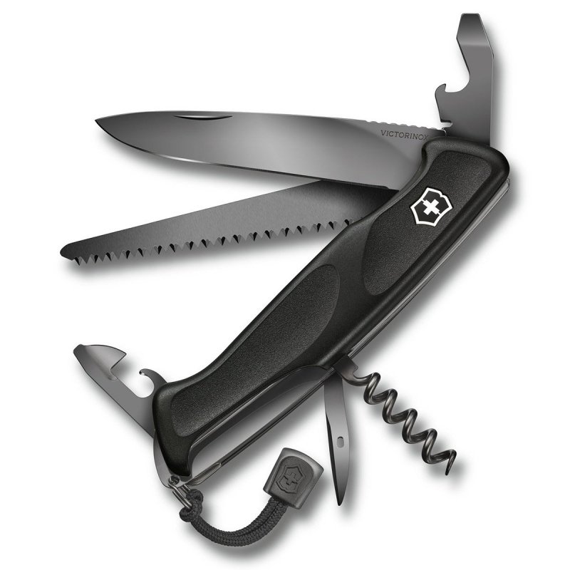 Victorinox Ranger Grip 55 Onyx Black - Scyzoryk z 12 Funkcjami, Czarna Edycja Limitowana