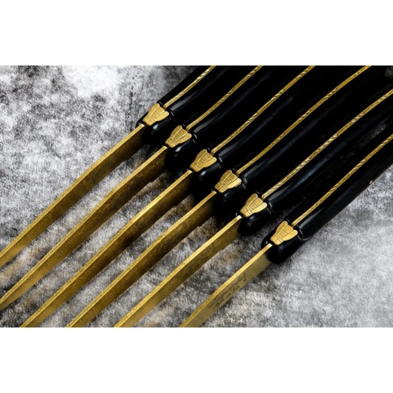 Laguiole Prestige Line noże do steków Gold Stonewa Eleganckie pudełko na prezent