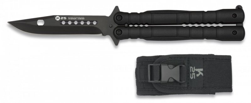 Nóż motylek K25 02131 Balisong Black