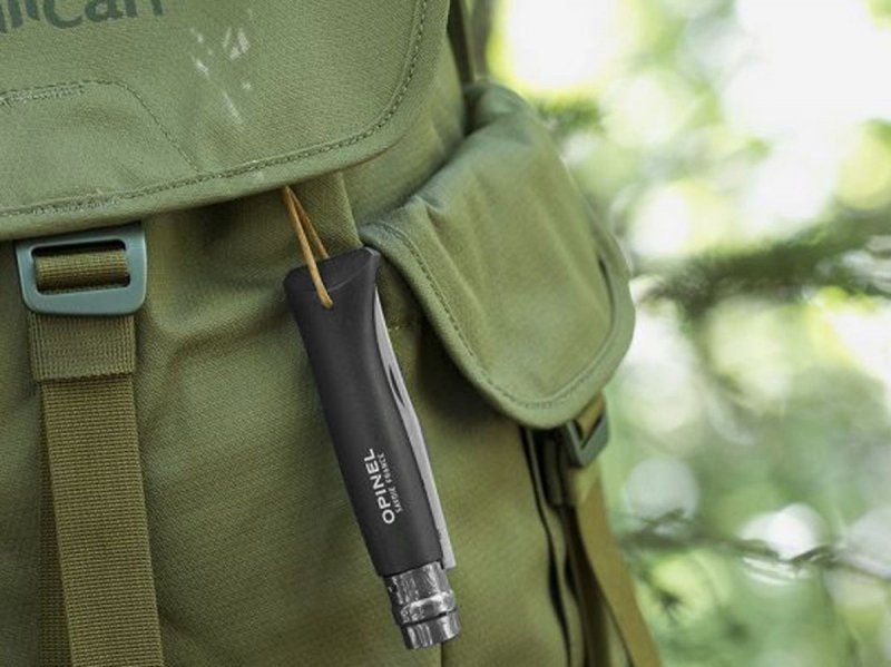 Nóż Opinel Colorama 08 inox grab brązowy z rzemieniem