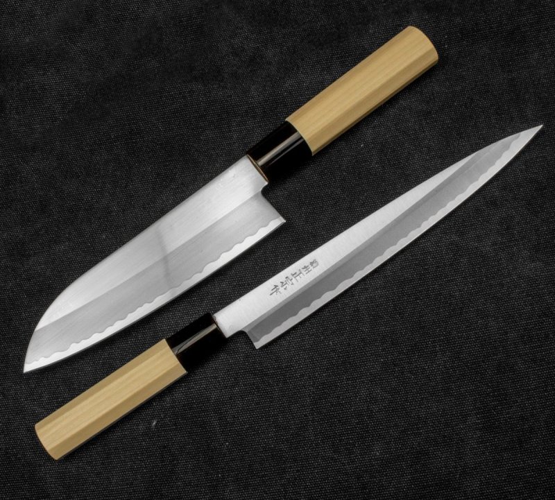 Satake Yoshimitsu Zestaw 2 Noży Santoku+sashimi, uniwersalny Zestaw