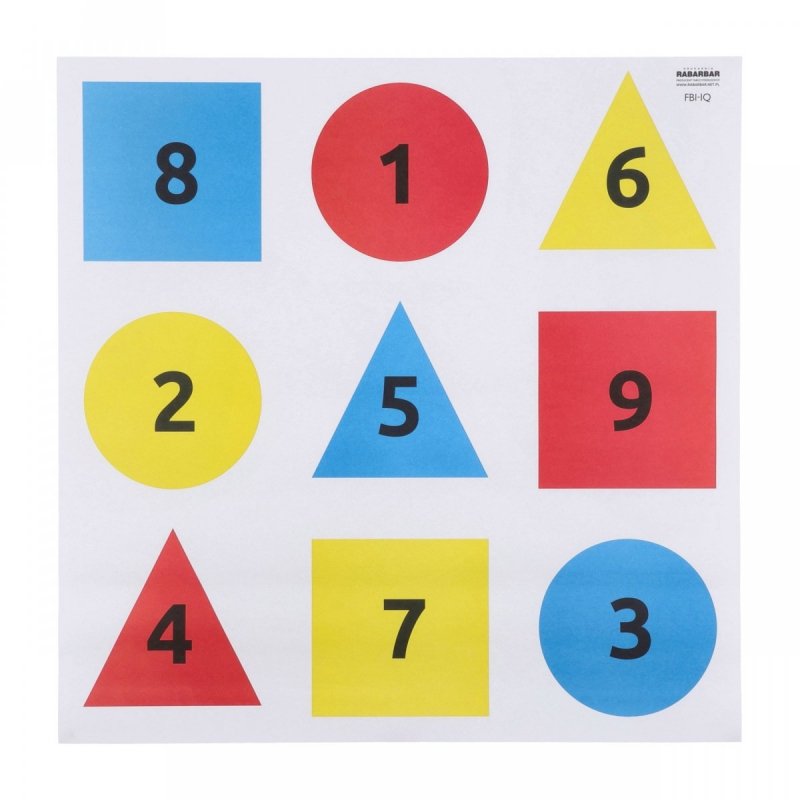 Tarcza strzelecka FBI-IQ trening - pakiet 50 szt. (figury, kolory, cyfry)