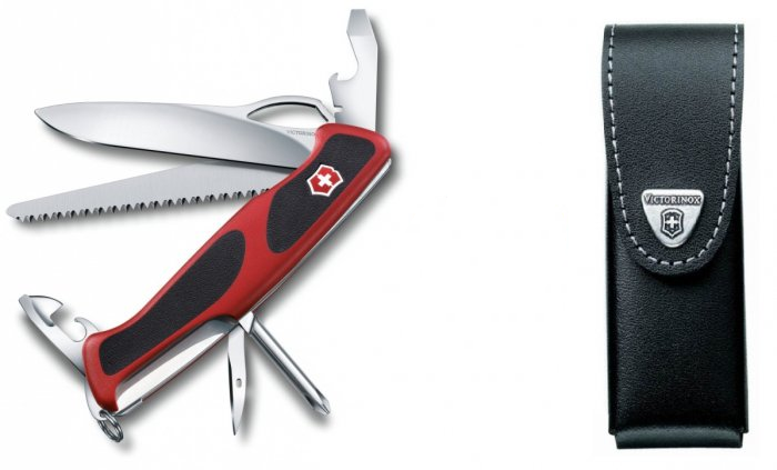 Scyzoryk Victorinox Delemont RangerGrip 78 - Blokowane ostrze, otwieracz do puszek, śrubokręt, z etui - 130 mm