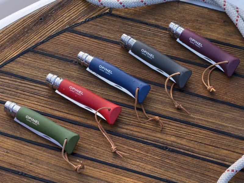 Nóż Opinel Colorama 08 inox grab granatowy z rzemieniem