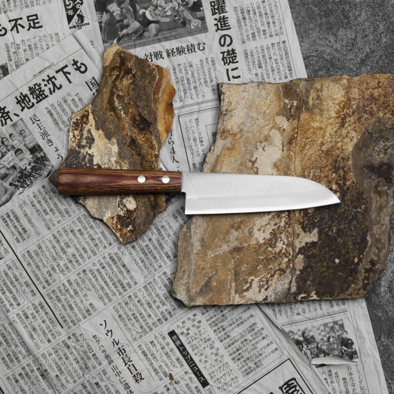 Kanetsune Shirogami #2/SS Nóż Mini Santoku 14 cm