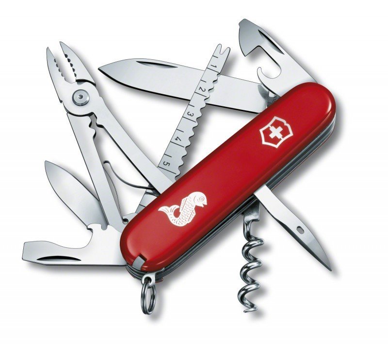 Scyzoryk Victorinox Angler - Do wędkarstwa i kempingu, 19 funkcji, z korkociągiem i otwieraczem - 91 mm - Czerwony
