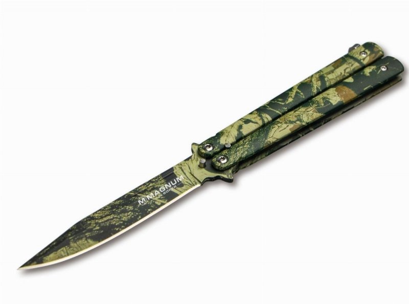 Nóż Magnum Balisong Camo 10,5cm 440A aluminium lekki