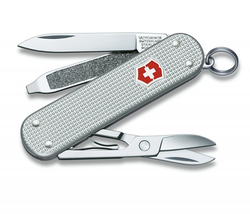 Scyzoryk Victorinox Classic Alox - Wielofunkcyjny z nożyczkami, stal nierdzewna, do survivalu i codziennego użytku - 6 mm - Srebrny - 0.6221.26