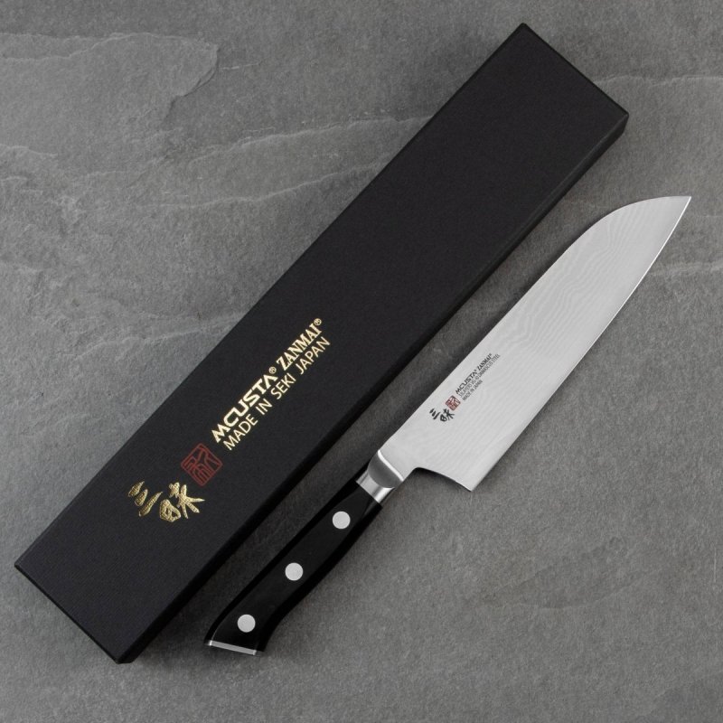Mcusta Zanmai Classic Damascus VG-10 Pakka Nóż Santoku 18cm