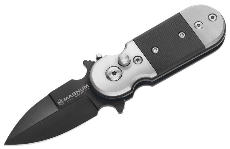 Nóż Magnum Black Lightning - Kompaktowy nóż składany z blokadą, stal 440A, antypoślizgowa rękojeść G-10, do codziennego użytku - 50 mm - Boker