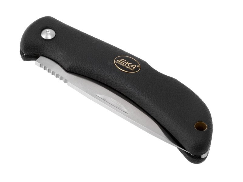 Nóż Eka Swede 10 - Składany nóż survivalowy i myśliwski, blokowane ostrze, stal nierdzewna Sandvik - 9 cm - Czarny - Eka