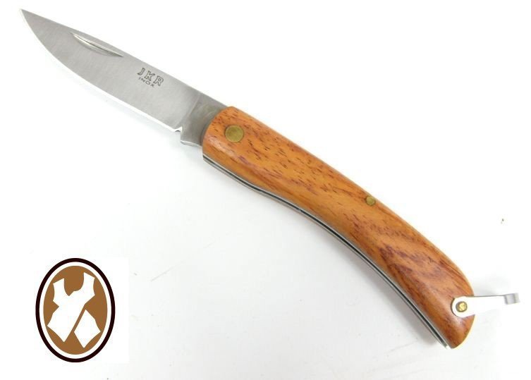 Nóż Joker JKR127 - Składany scyzoryk do wędkarstwa i turystyki, stal nierdzewna, rękojeść drewniana - 7,5 cm - Joker