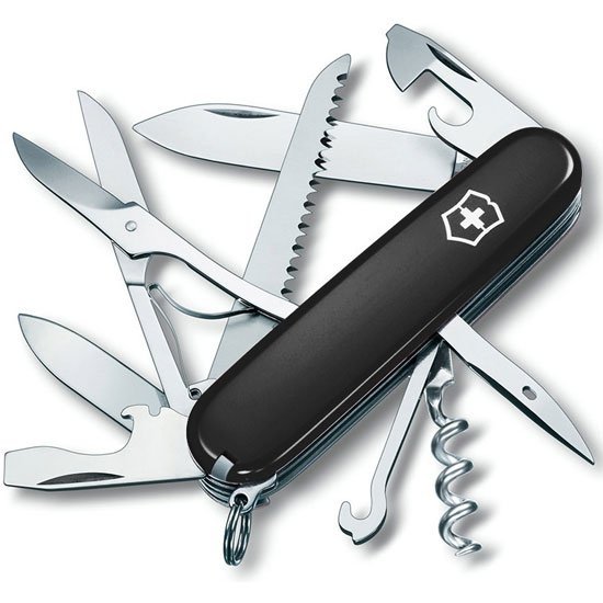Scyzoryk Victorinox Huntsman 1.3713.3 - 15 funkcji, z korkociągiem, nożyczkami, otwieraczem do puszek - Do kempingu i survivalu - 91 mm - Czarny