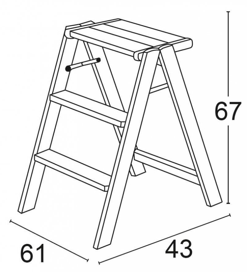 ARREDAMENTI OSIMO Drewniana Drabinka - 67 X 61 Cm, Brązowy Osimo