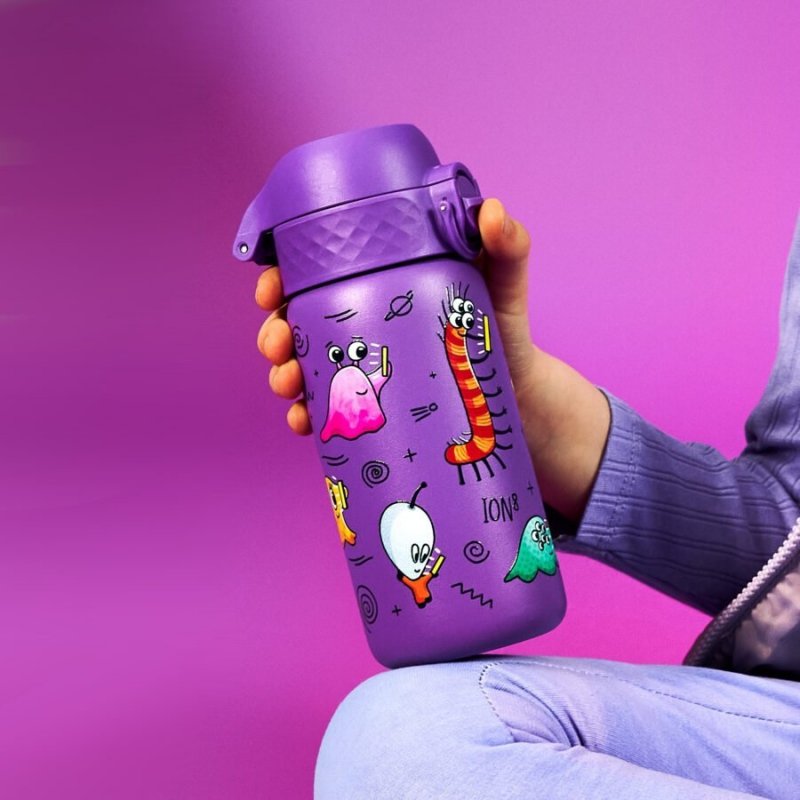 Butelka stalowa Ion8 Aliens 400ml, lekka, szczelna, z ustnikiem