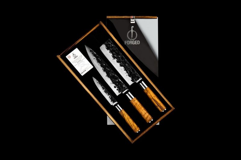 Zestaw 3 noży kuchennych Forged Olive w pudełku prezentowym