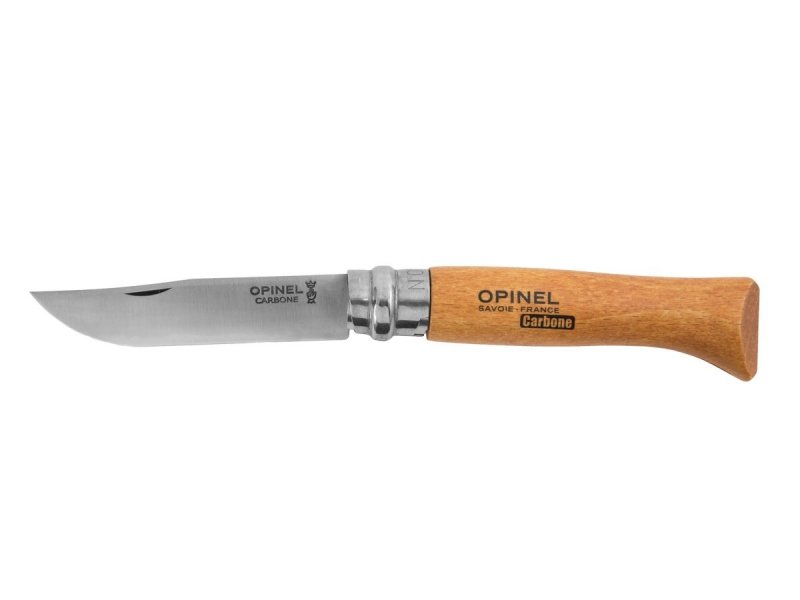 Nóż Opinel 8 carbon buk - Lekki, blokowane ostrze, stal węglowa, nóż składany do turystyki i codziennego użytku - 83 mm - Opinel
