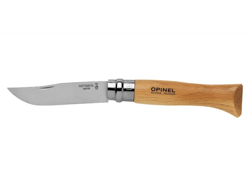 Nóż składany Opinel 8 INOX - Lekki, blokowane ostrze, stal nierdzewna, do outdooru i survivalu - 8,3 cm - Model 093-011