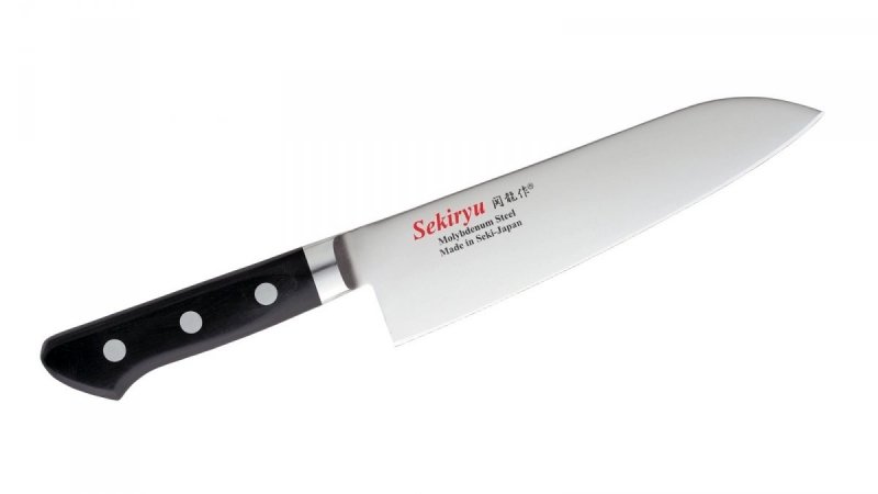 Nóż Sekiryu Kuroi Tori Santoku 18cm [SR-MS180], stal AUS-8, czarny